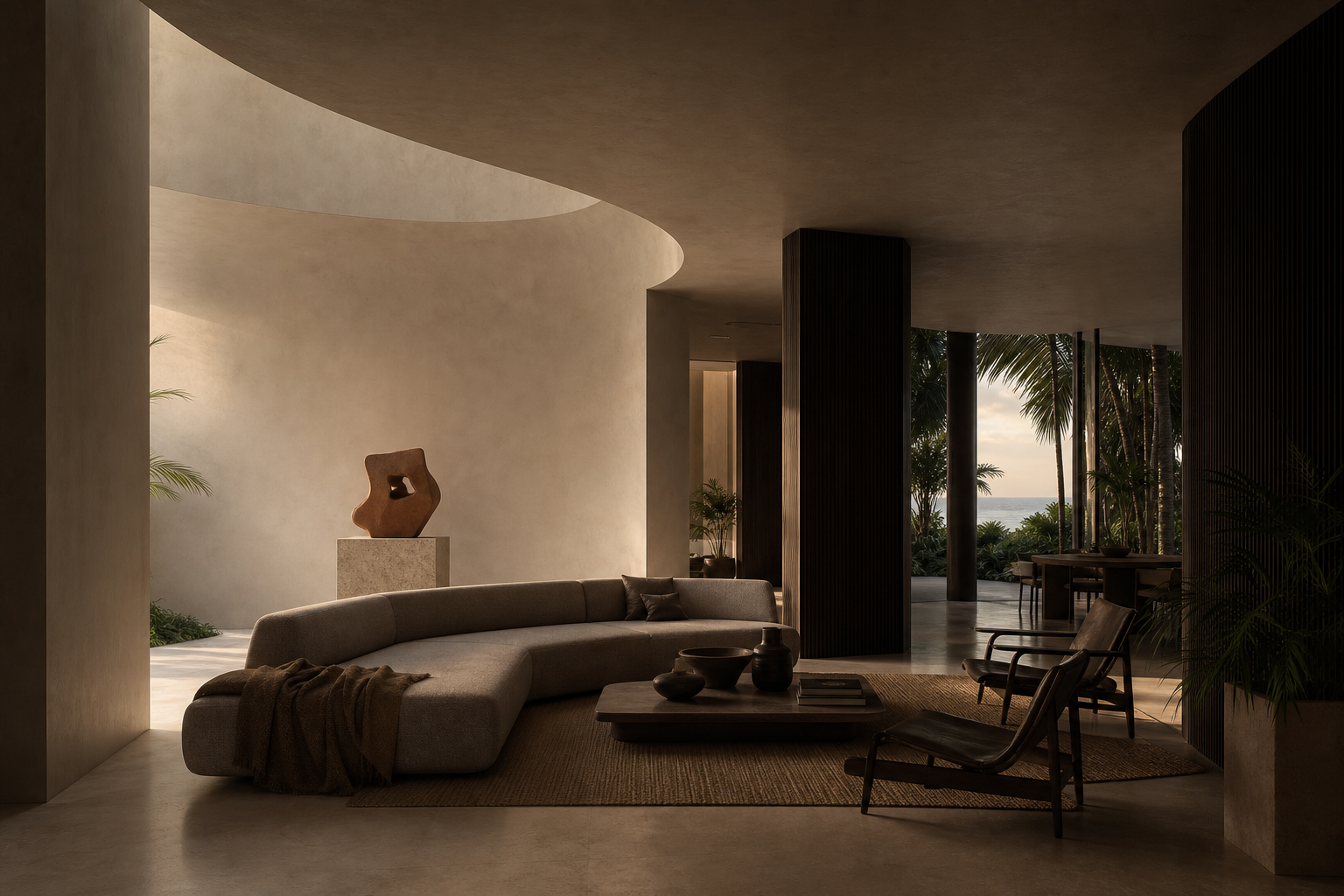A warm contemporary interior representing Altessino Casa